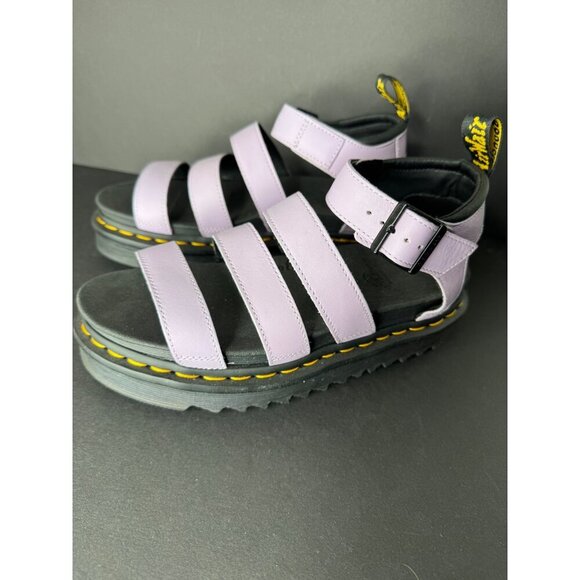 Doc Dr. Martens Blaire Flatform Leather Sandals Purple  Lilac Size 8 39 UK 6 New - Picture 4 of 7